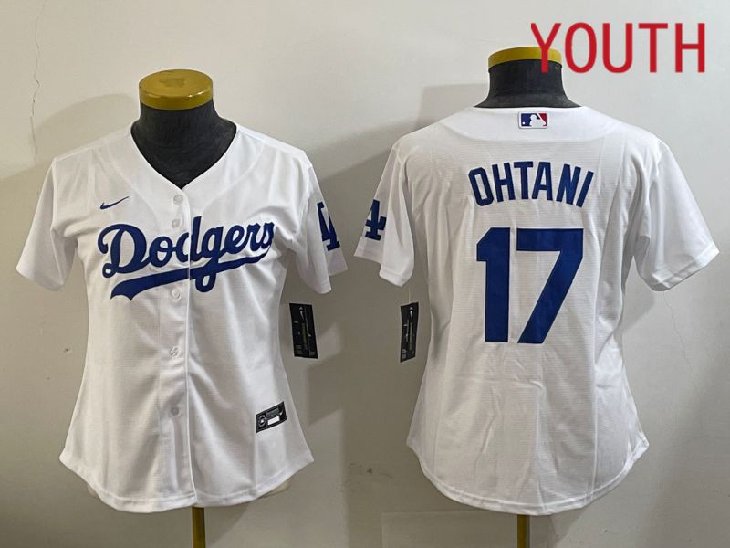 Youth Los Angeles Dodgers #17 Ohtani White Game 2024 Nike MLB Jersey style 1120->youth mlb jersey->Youth Jersey